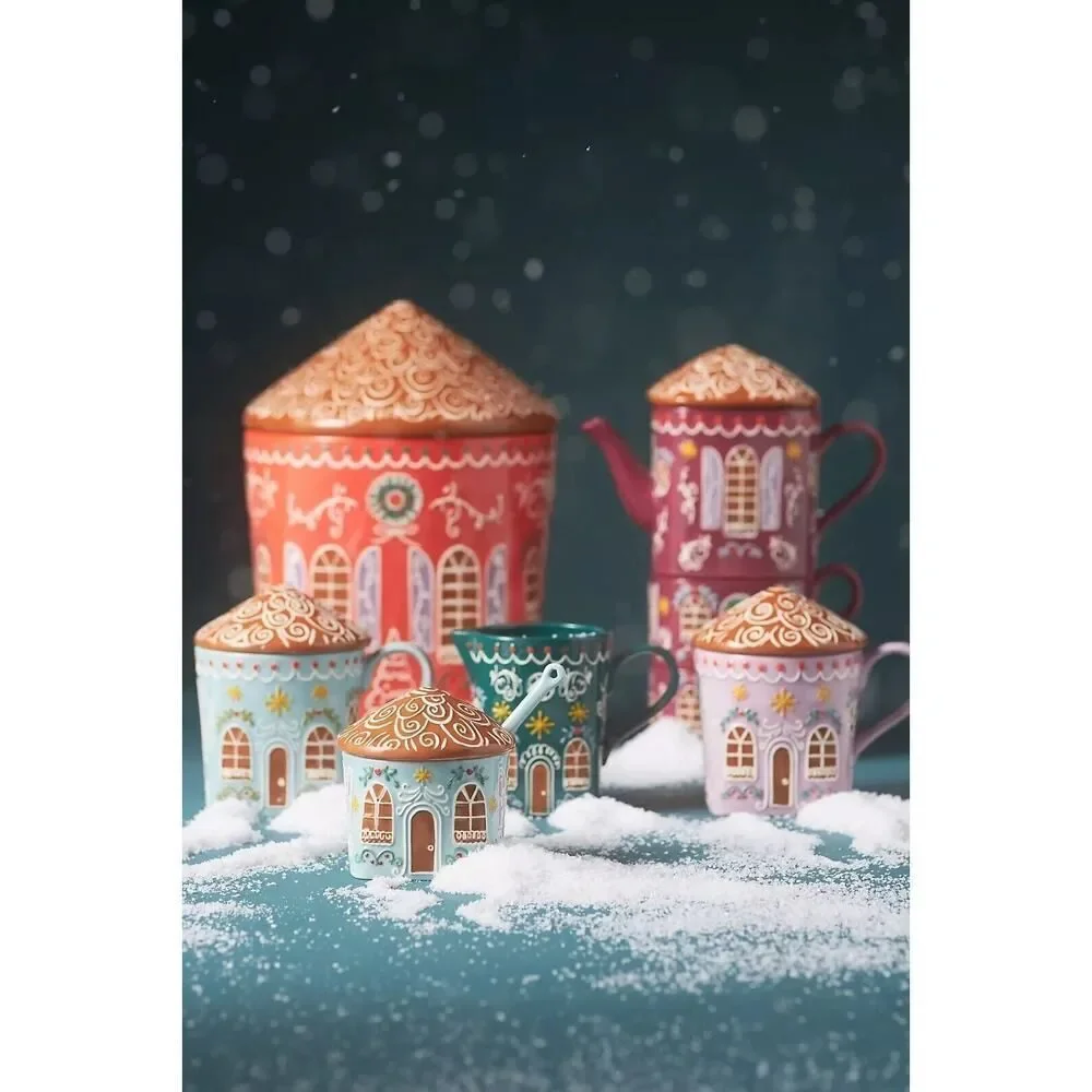 Anthropologie Ginger Ceramic Stoneware Teapot , Creamer and Sugar Bowl Set